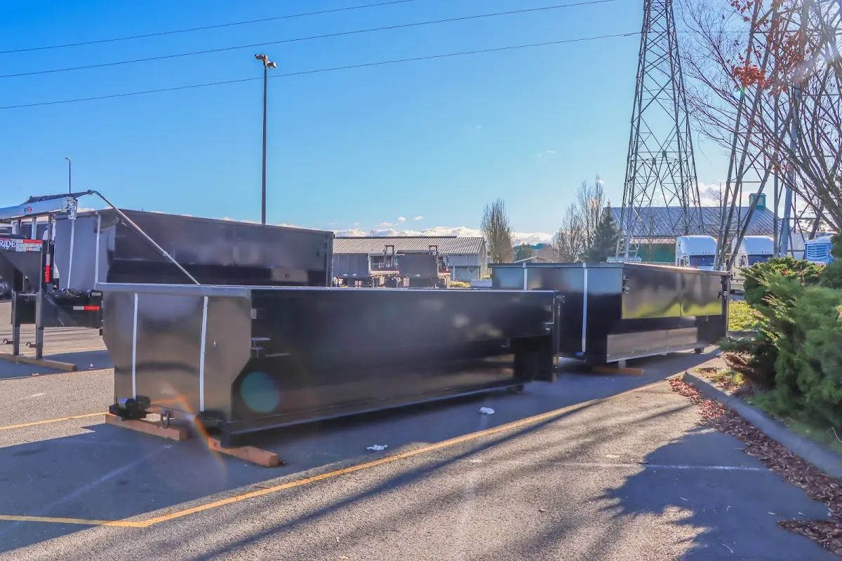 Roll-off dumpster ready for waste disposal at job site for 15 Yard Dumpster Rental in Alamo Heights